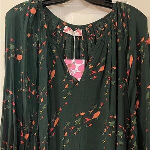 NWT Ava Sky Dark Green Short Kelly Dress with Origami